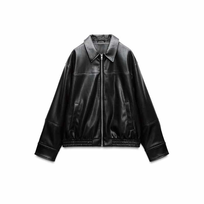 Women’s Loose Lapels Leather Coat