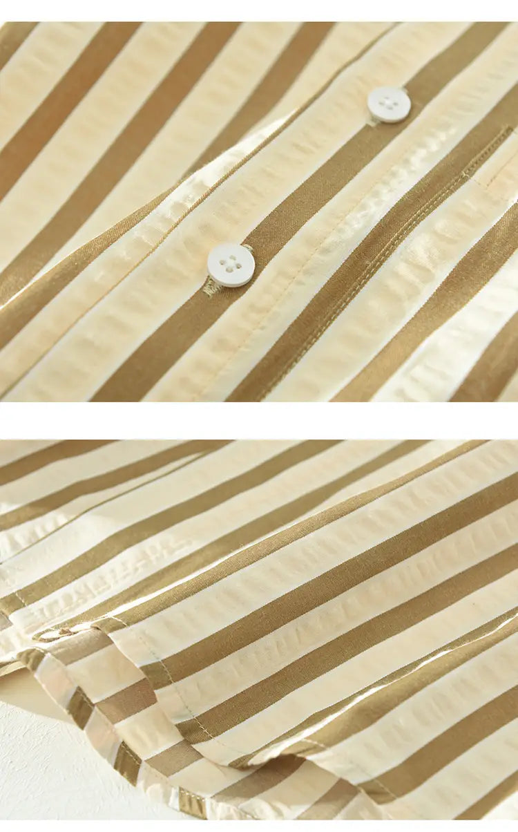 Vertical Striped Long-sleeved Shirt Loose