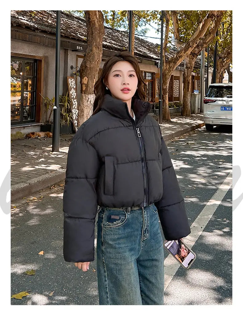 Stand-up Collar Thick Down Cotton Jacket Coat