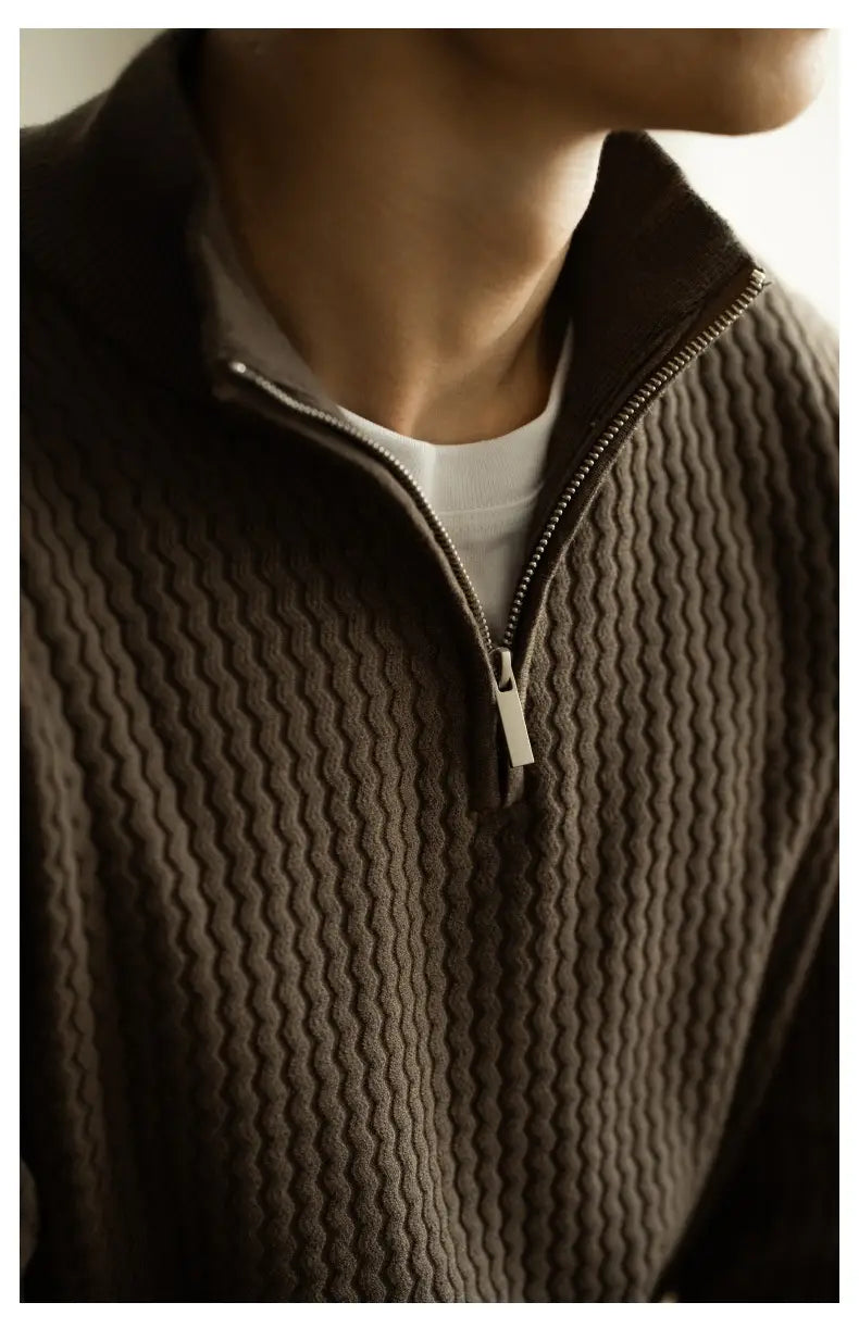 Turtleneck Zipper Sweater Men’s Coat Thick Long Sleeve