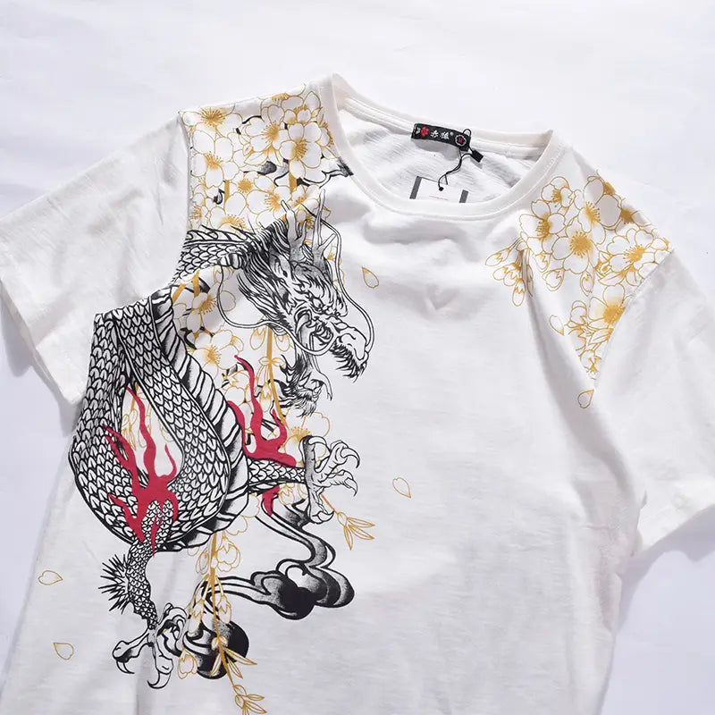 Dragon tiger embroidery short sleeve
