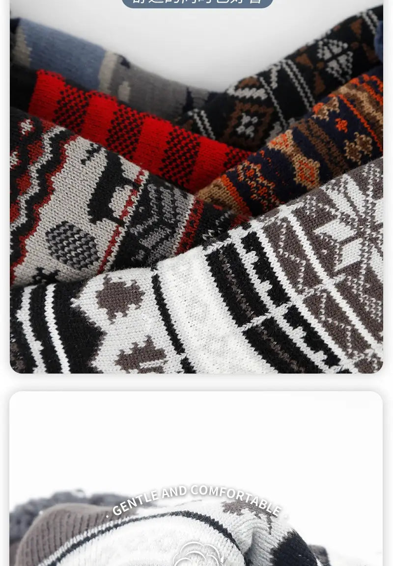 Ethnic Style Men’s Thickened Warm Non-slip Room Socks