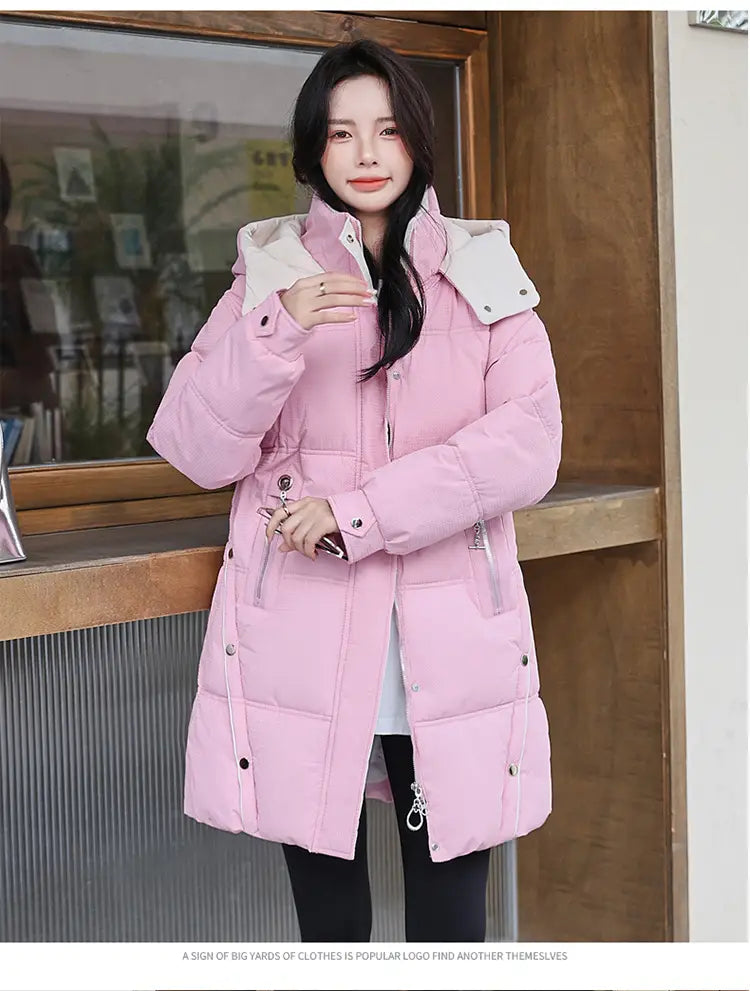 Winter Loose Down Cotton-padded Coat Women’s Coat Mid-length Thickened