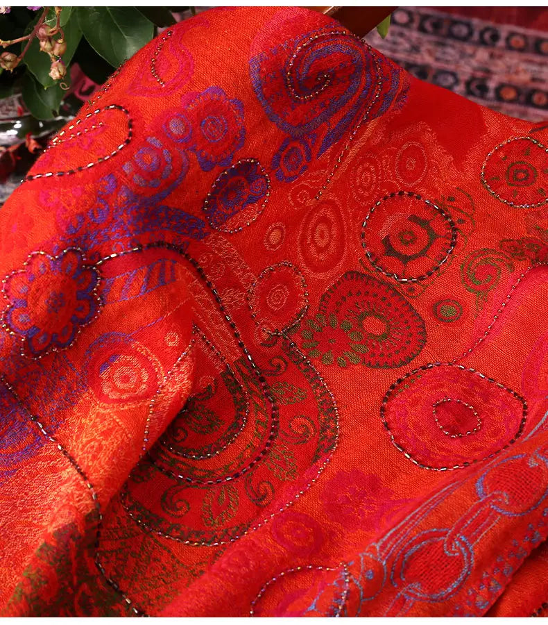 Ethnic Style Boiled Wool Warm Winter Scarf Shawl