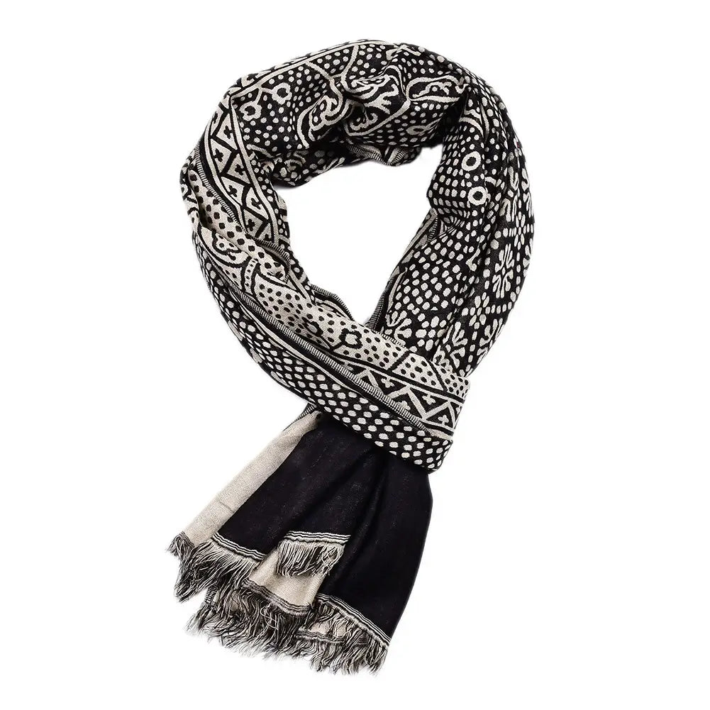Cotton And Linen Yarn-dyed Scarf Short Beard Ethnic Style