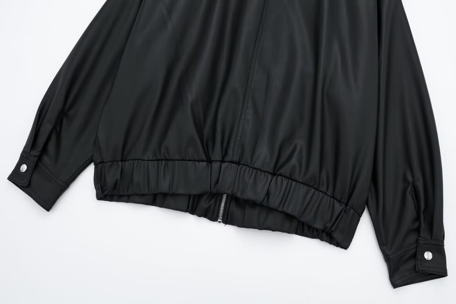 Women’s Lapel Loose Faux Leather Bomber Jacket Coat