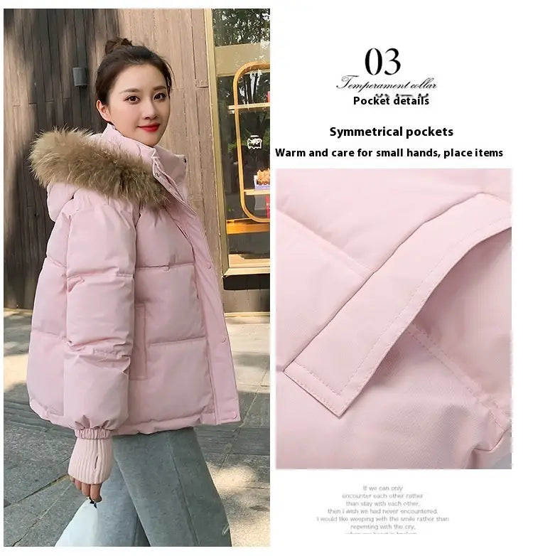 Loose Hooded Gloves Thickened Thermal Quilted Jacket Coat For Women