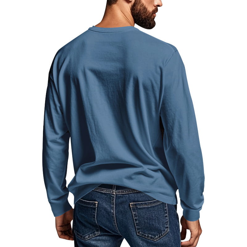 Men’s Spring And Autumn Henley Shirt Long Sleeve