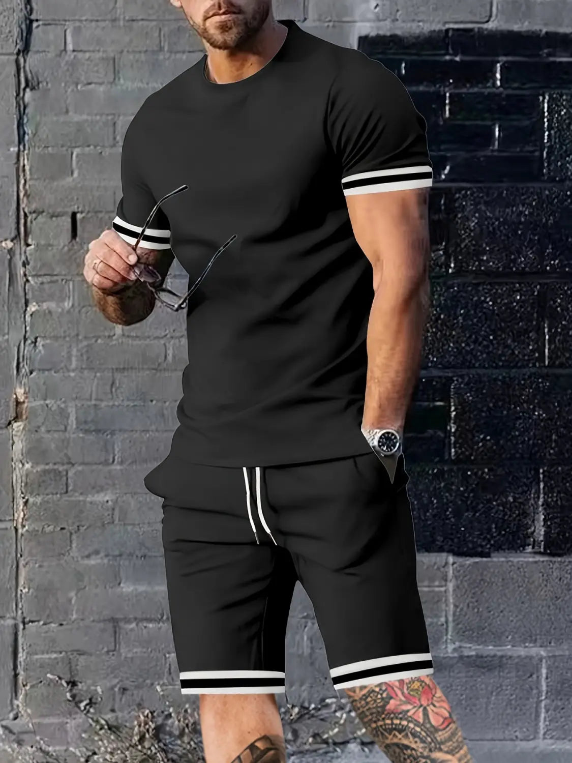 Men’s Short-sleeved T-shirt Casual Shorts Two-piece Set