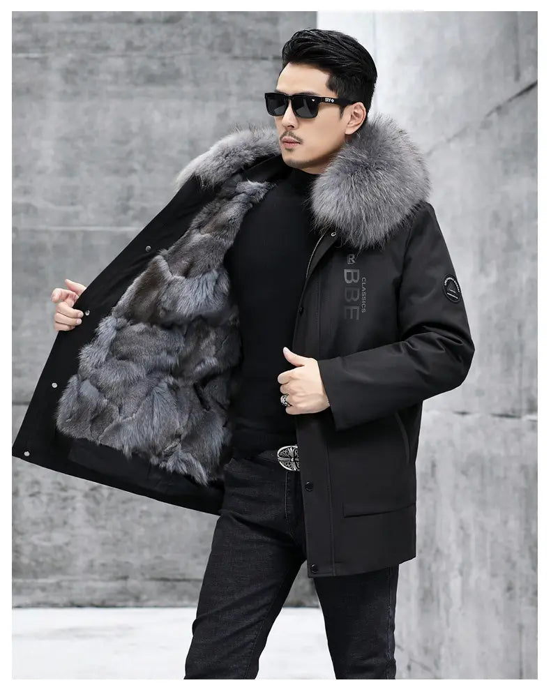 Fox Inner Pot Raccoon Hair Collar Fur Coat