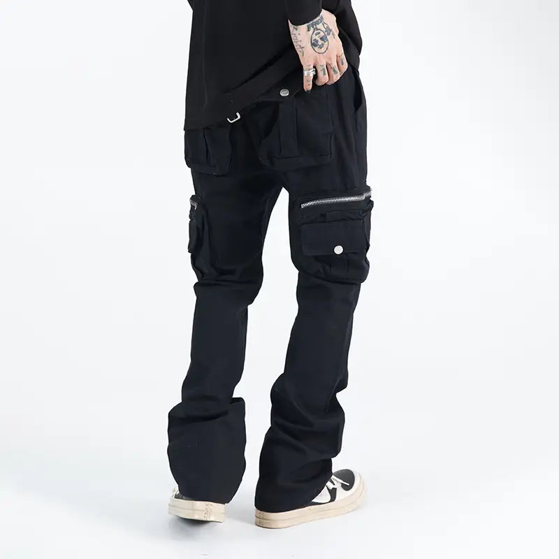 Multi-pocket Double Zipper Pocket Overalls Men’s Slim High Street
