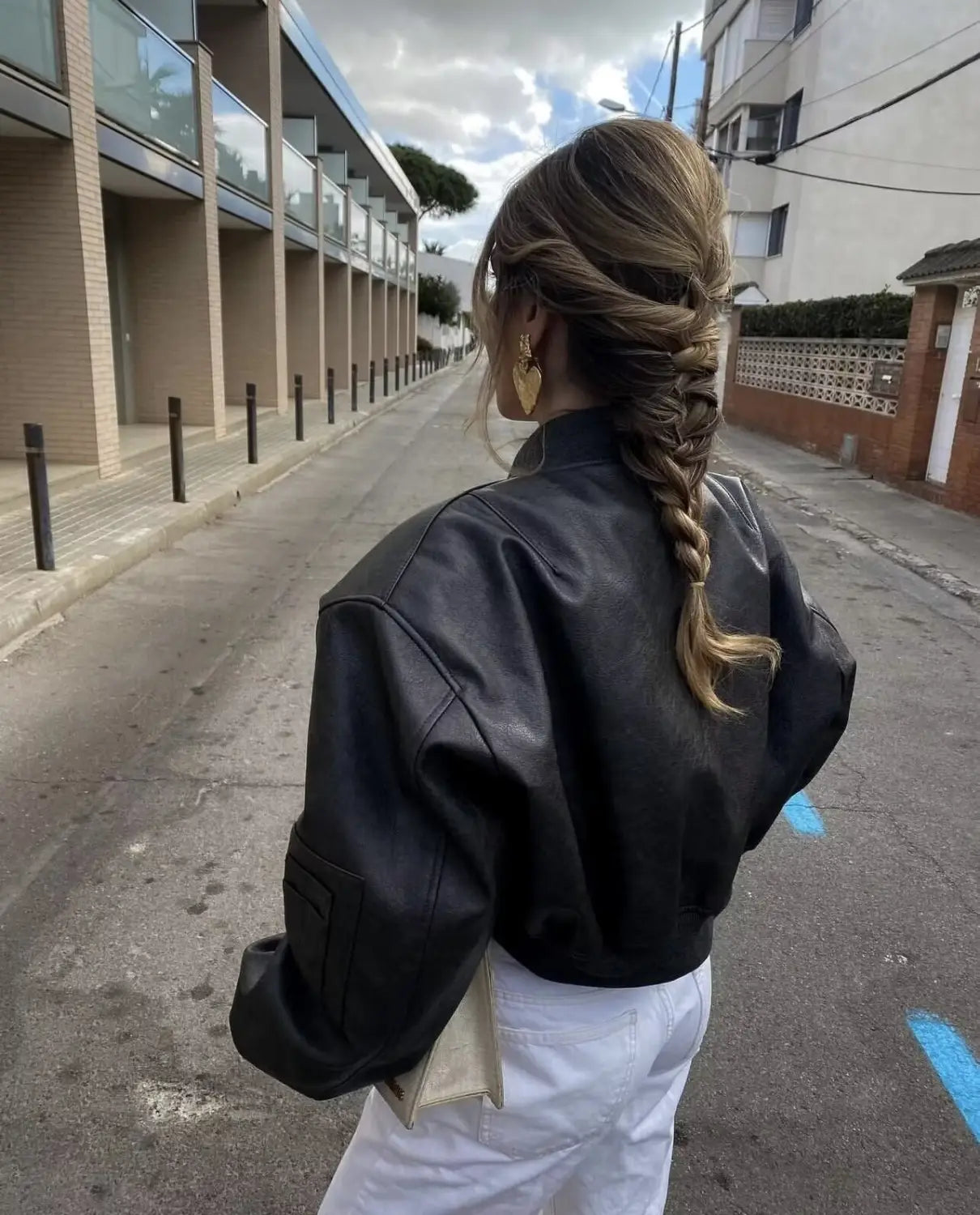 Short Jacket Fried Street Leather Clothing With Stand Collar Coat