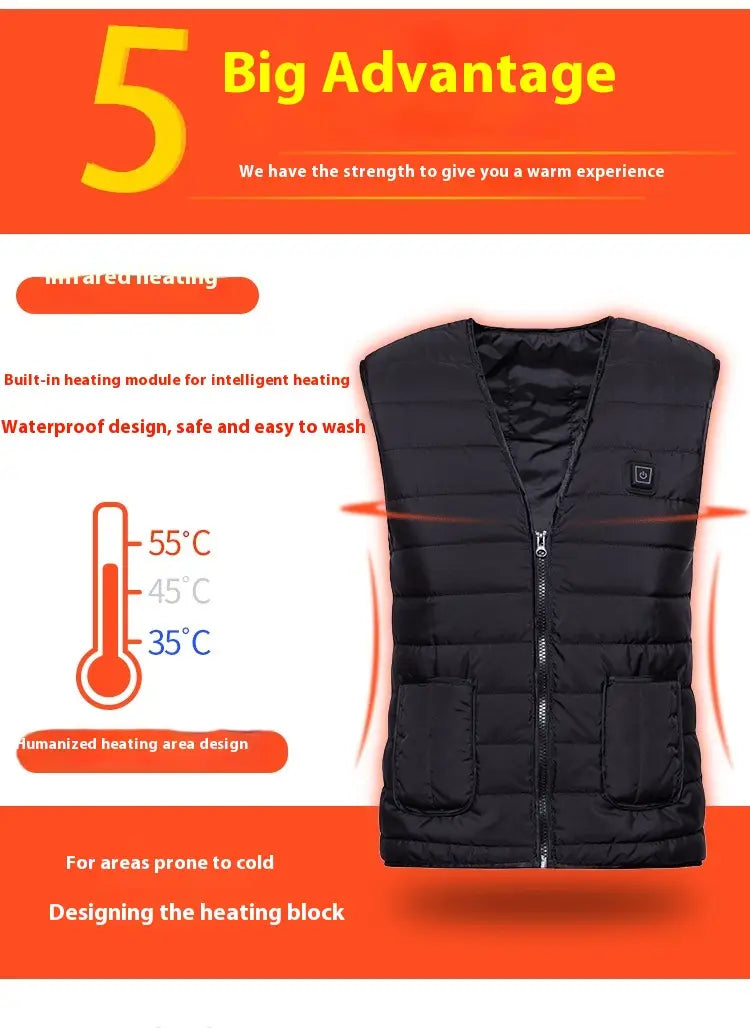 Heating Vest Three-gear Electric Heating Temperature Control Warm Men And Women