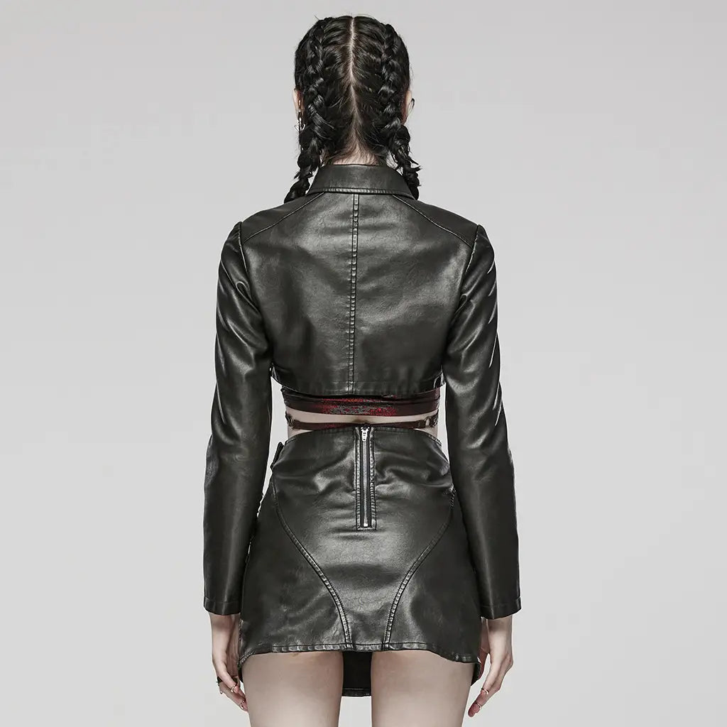 Women’s Dark Sweet Cool Short Leather Coat
