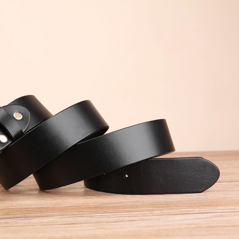 Cow Head Copper Buckle Belt Cowhide Smooth Buckle Belt