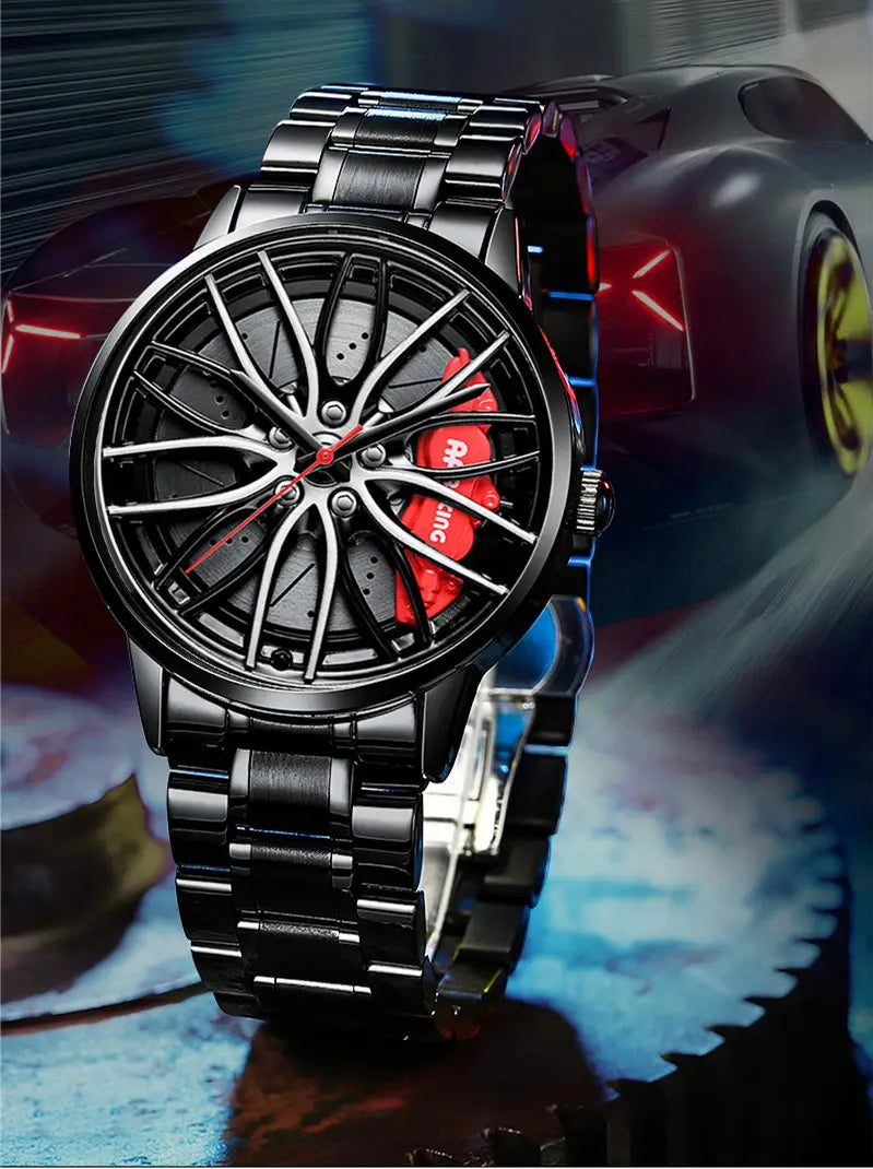 Rotating Red Pointer Quartz Watch For Men