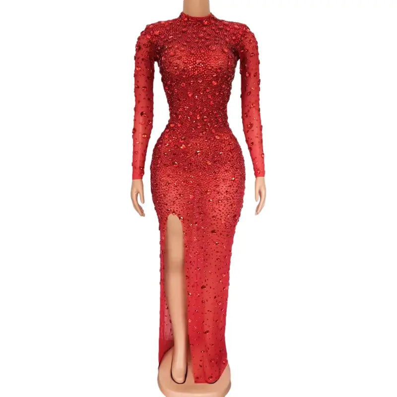 Rhinestone Tassel Mesh Elastic Thin Latin Dance Skirt
