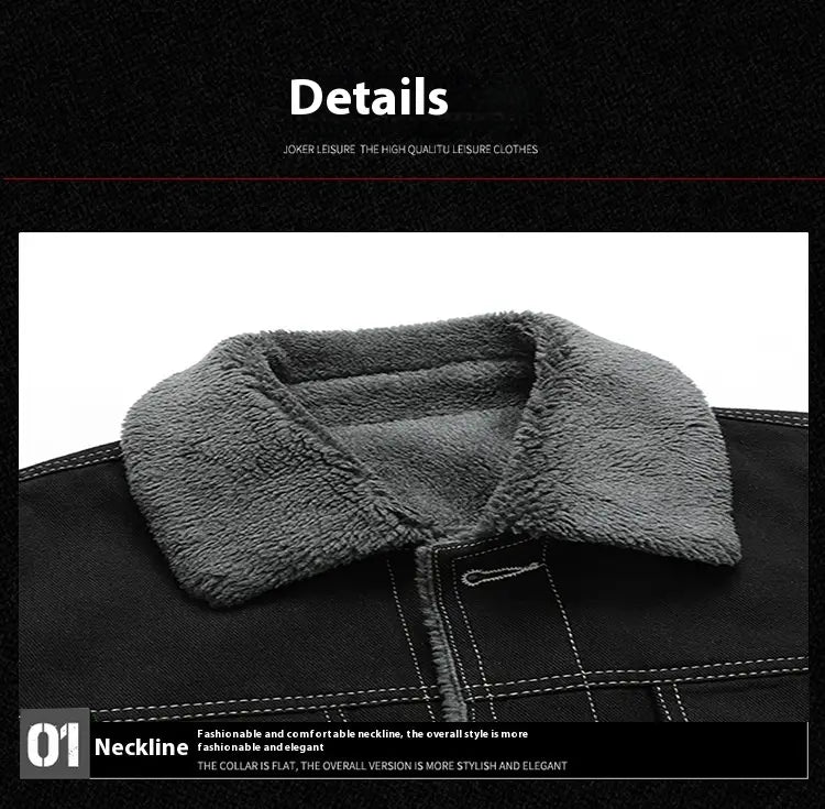 Denim Coat Fleece-lined Men Fashion Brands Jacket