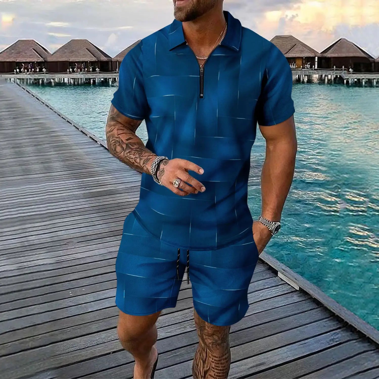 Short-sleeved Shorts Two-piece Sports And Leisure Men’s Suit