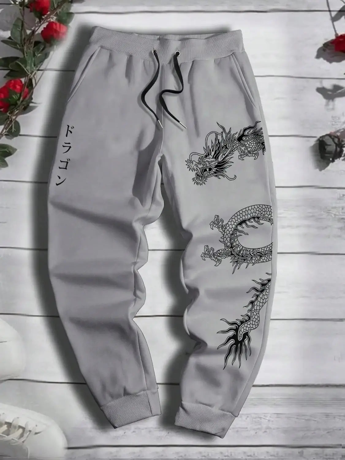 Dark Printed Loose Men’s And Women’s Lace-up Sweatpants