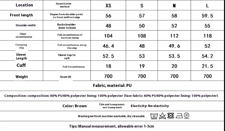 European And American Street Fashion Casual Artificial Leather Jacket Coat