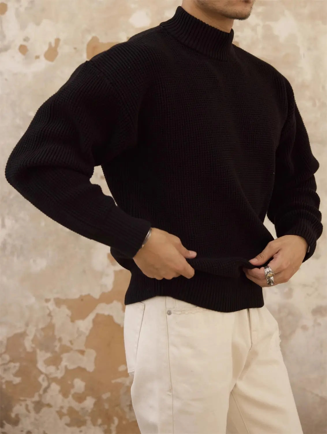 Thickened Half-high Collar Sweater Men’s Cotton Thick