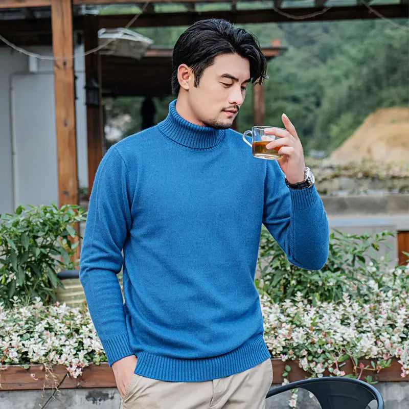 Men Autumn Winter High Neck Cashmere Sweater