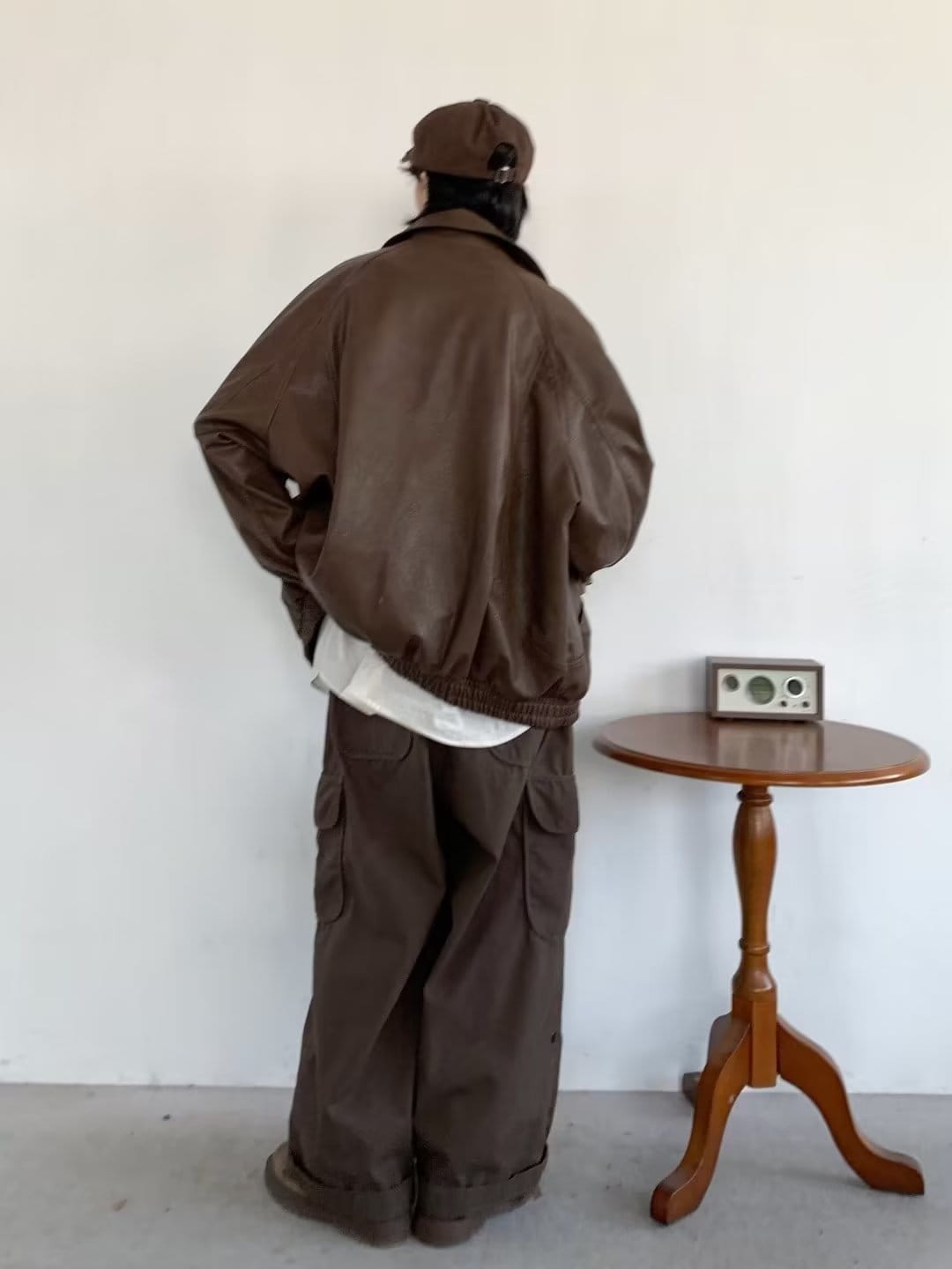 Japanese-style Retro Distressed Lapel Pu Jacket