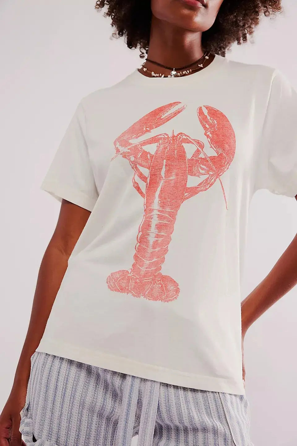 Short Sleeve Top Round Neck Printed White For Girls