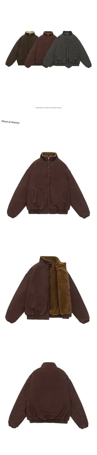 New Solid Color Lamb Wool Lining Winter Cotton Dress Men