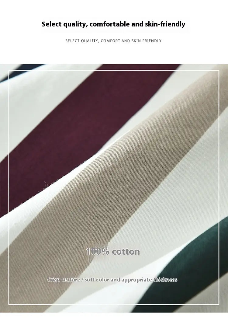 Striped Long Sleeve Shirt Men’s Versatile Leisure Artistic Loose Square Collar Top