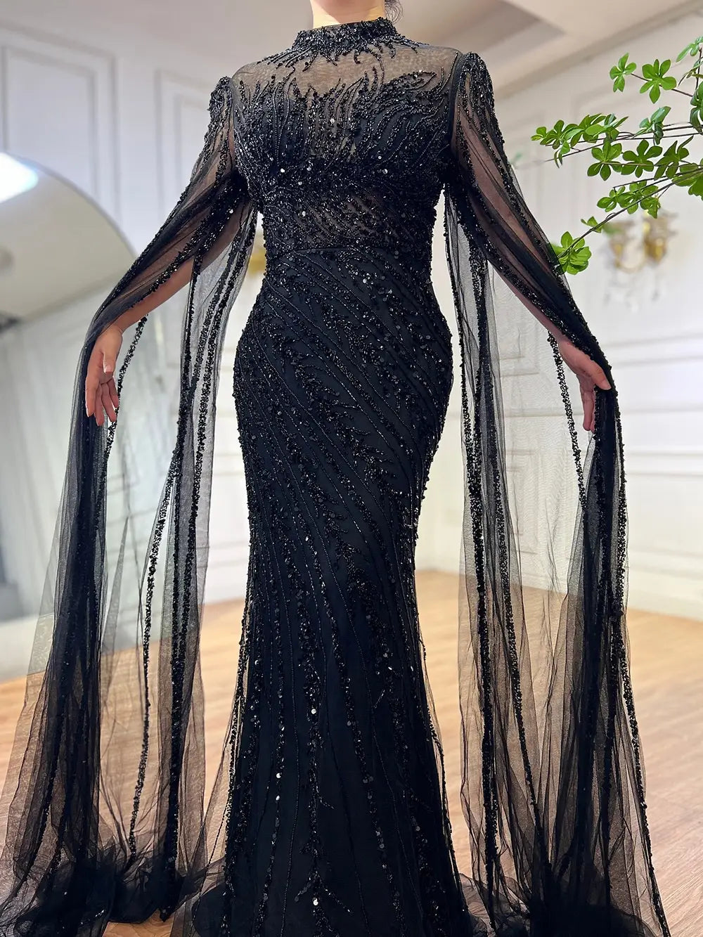 Elegant Flying Sleeves High-end Elegant Fishtail Banquet Host Dress