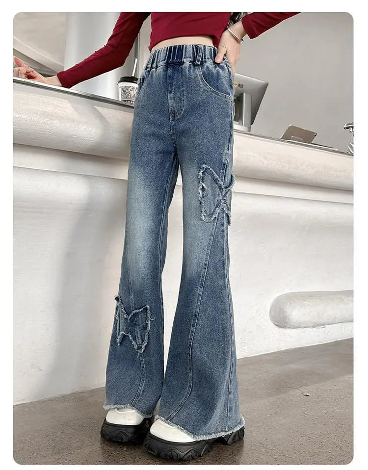 Girls’ Casual Stretch All-match Denim Trousers