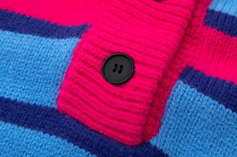 Winter New Vintage Stripe Loose Hooded Pullover Sweater