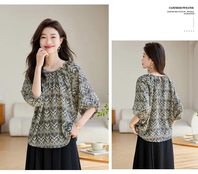Women’s Loose Slimming 34 Sleeves Shirt