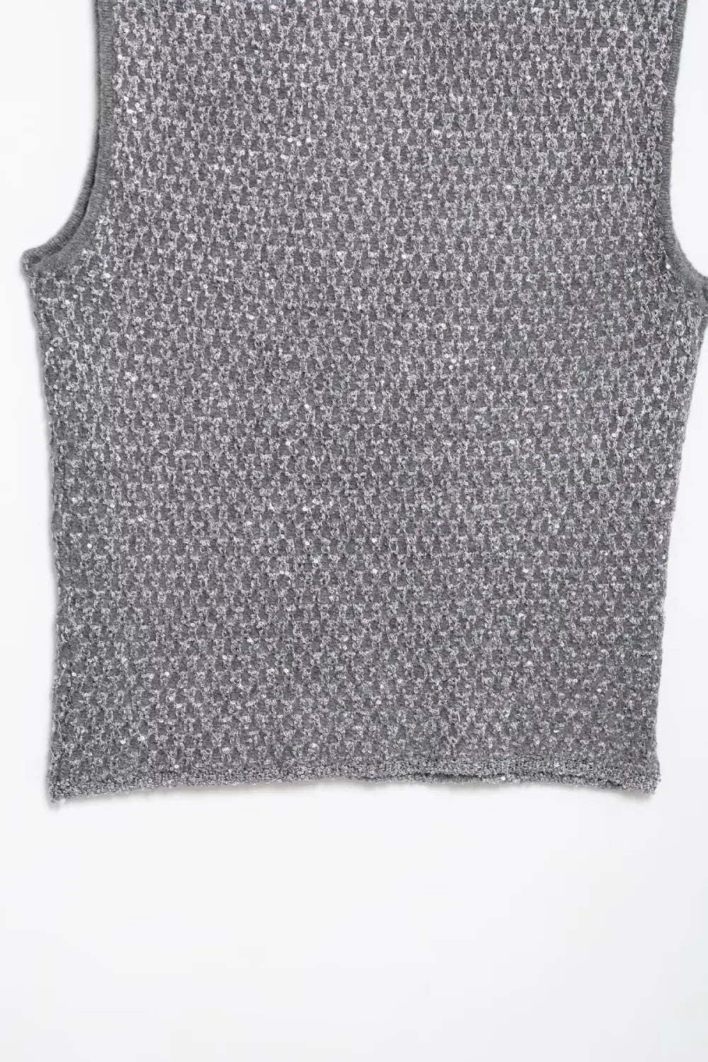 European And American Women’s Beads Decoration Metallic Yarn Knitted Top