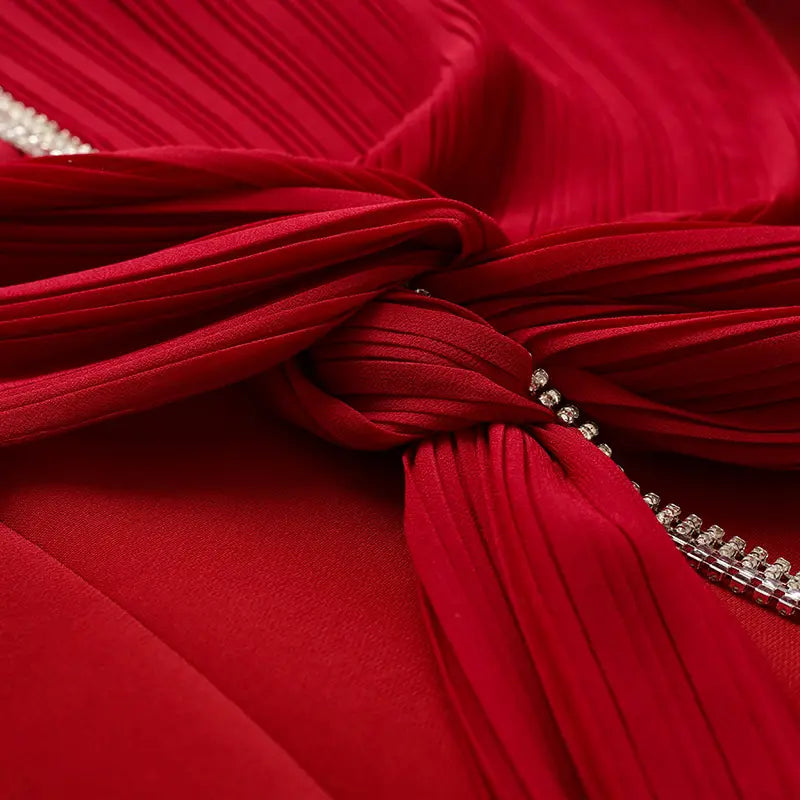 Slim Waist Length Skirt Red