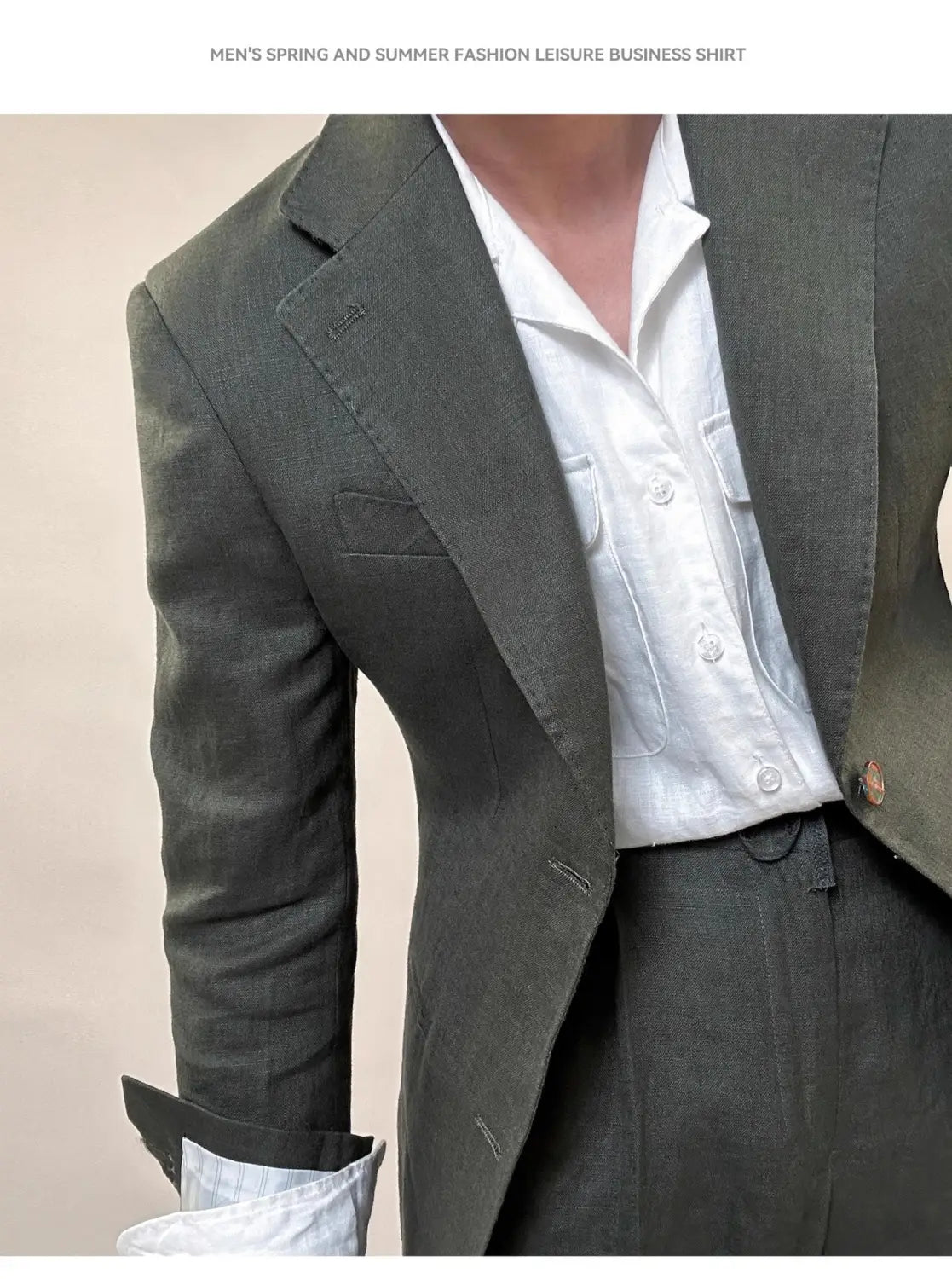 Spring Pure Linen Suit Suit Men’s Solid Color