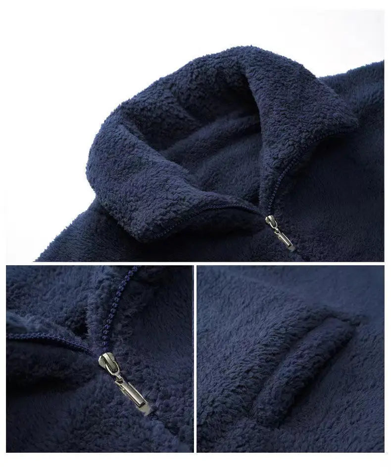Men’s Flannel Pajamas Stand Collar Zipper With Extra Thickness For Warmth