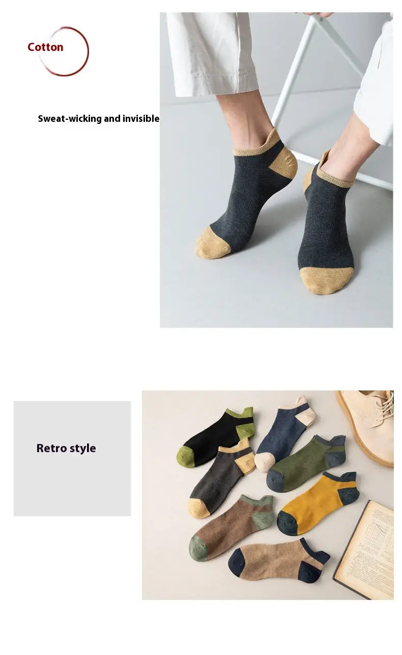 Combed Cotton Bottom Sweat-absorbing Deodorant Anti-ankle Socks Low-cut Men’s Retro Waist
