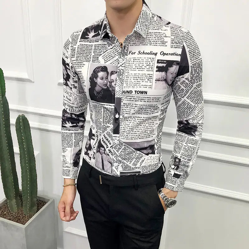 Men’s long-sleeved floral shirt