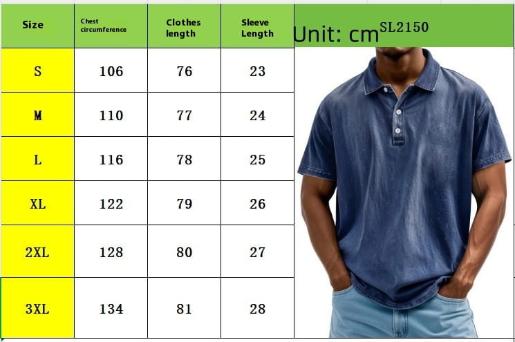Men’s Fashion Retro Washed Distressed Cotton Lapel Short Sleeve