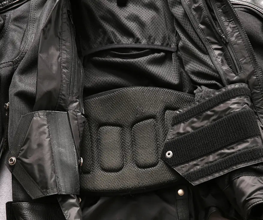 Men’s Genuine Leather Stand Collar Slim Motorcycle Suit