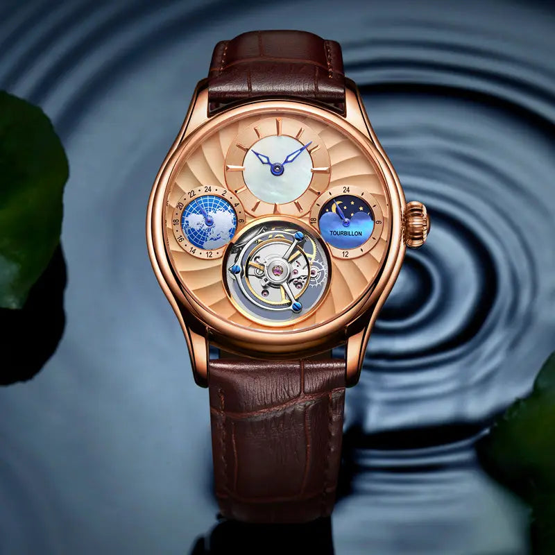 Platinum White Noodles Timepiece Sapphire Gold Blue Surface