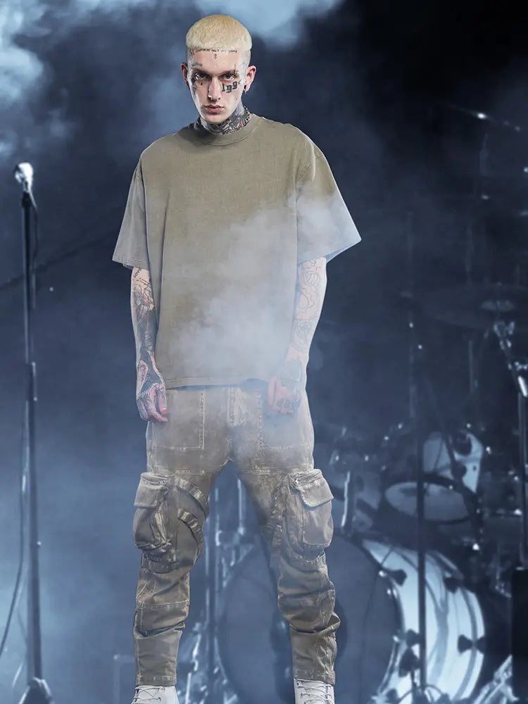 Readymade Dyed And Worn Overalls Casual Pants For Men