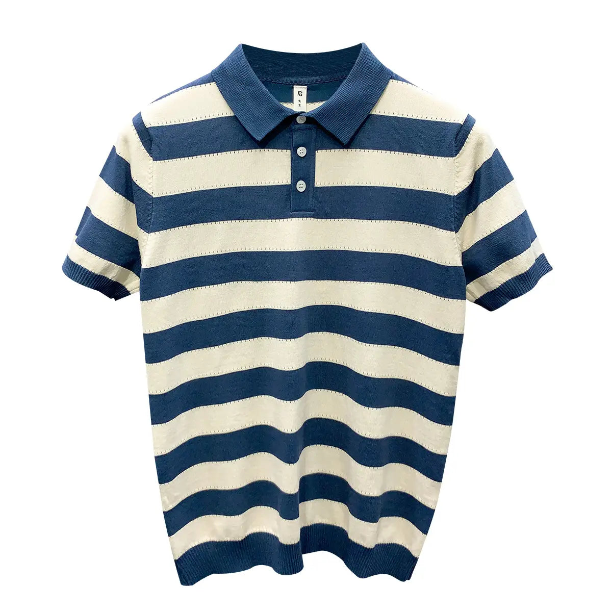Striped Ice Silk Knitted Polo Shirt Men’s Short Sleeve Thin Style Lapel T-shirt Men’s Half Sleeve