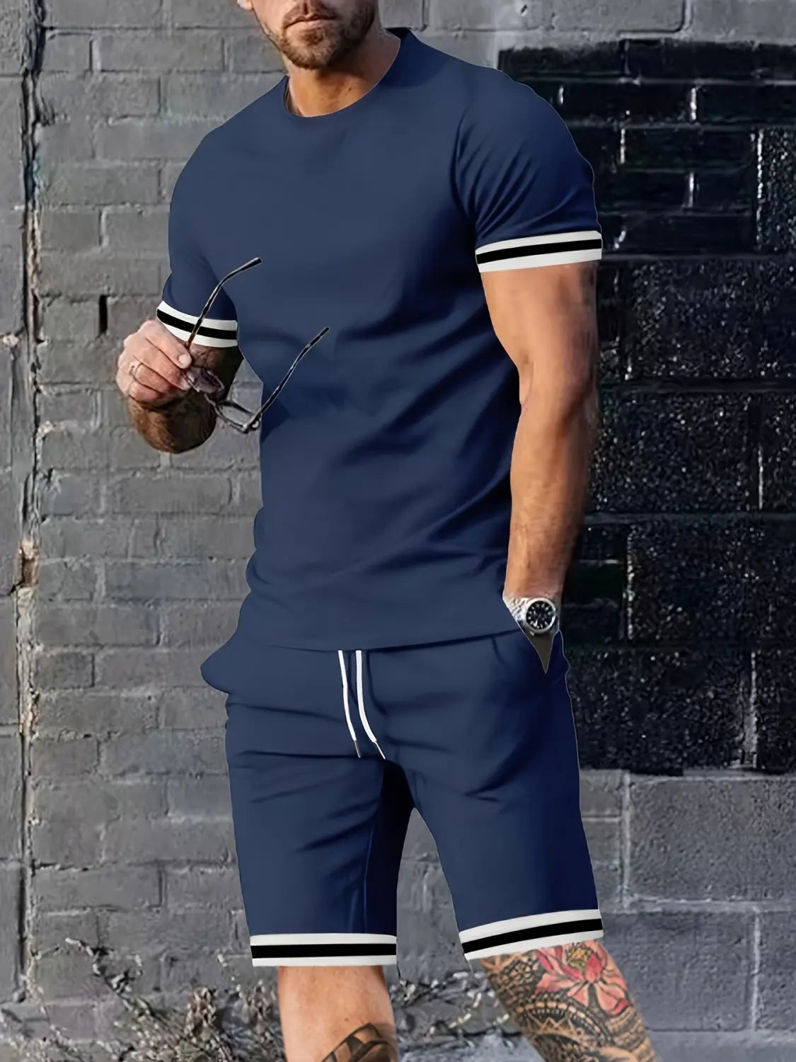 Men’s Short-sleeved T-shirt Casual Shorts Two-piece Set
