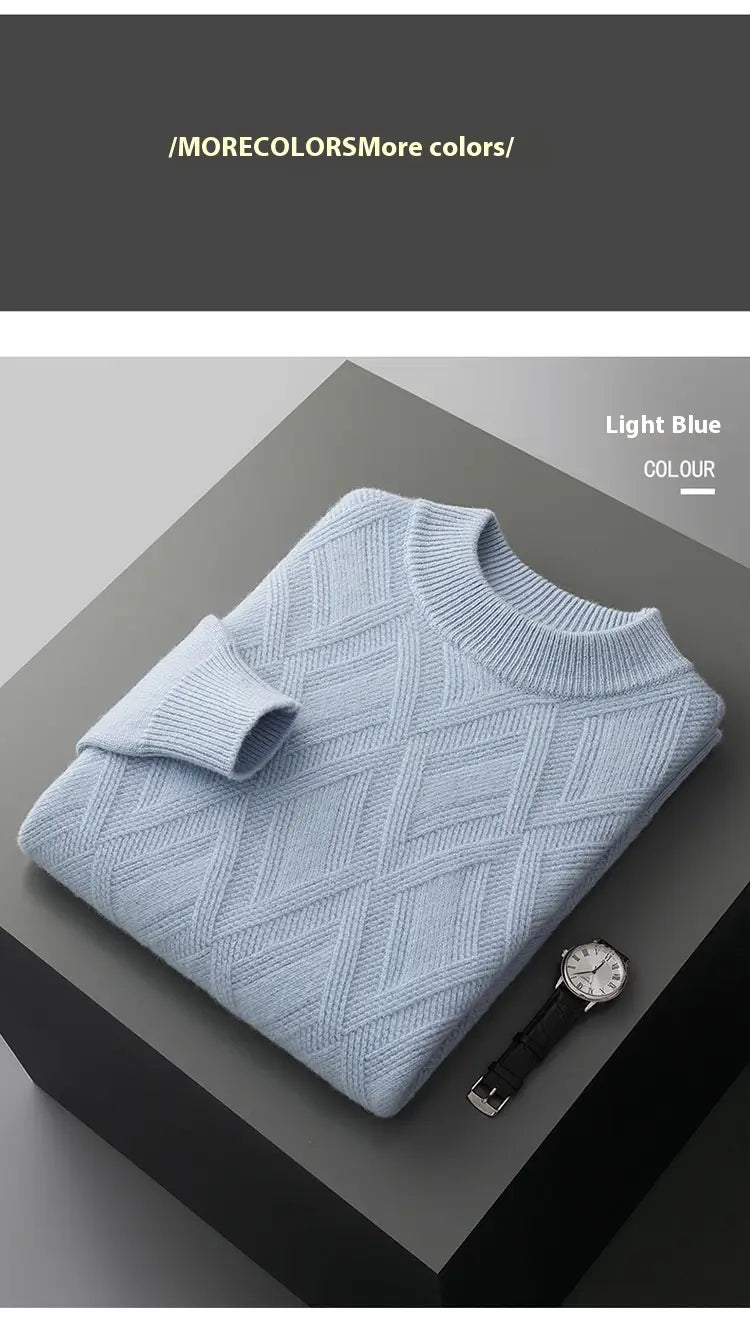 Woolen Sweater Men’s Half Turtleneck Thickened Sweater Casual