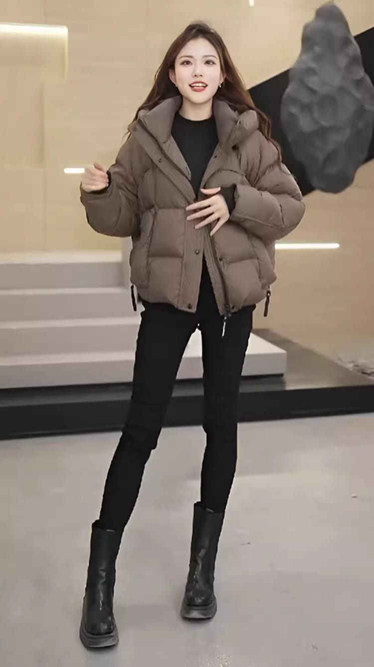 Women’s Short Cotton Jacket Hooded Loose Coat