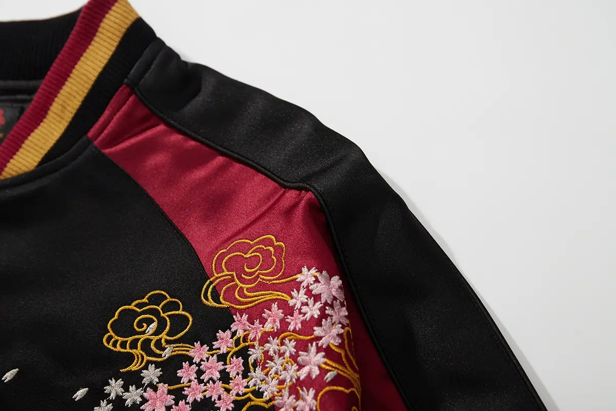Machine Embroidery Men’s Koi Embroidered Cotton Coat Jacket